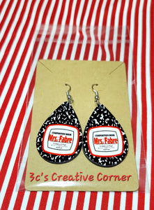 Custom Teacher Appreciation Teardrop Earrings | 3C's Creative Corner