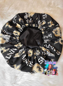 Premium New Orleans Saints Handmade Satin Bonnet | 3C's Creative Corner™